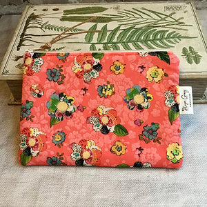 Coral Flowers Notions Pouch
