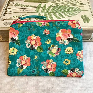Green Flowers Notions Pouch