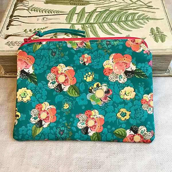 Green Flowers Notions Pouch