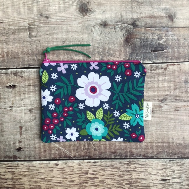 Blue Flowers Notions Pouch