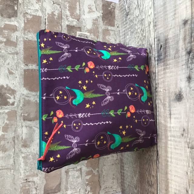 Purple Birds Medium Zipper Bag
