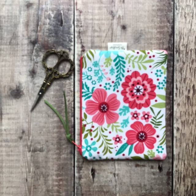 Coral Flowers Notions Pouch