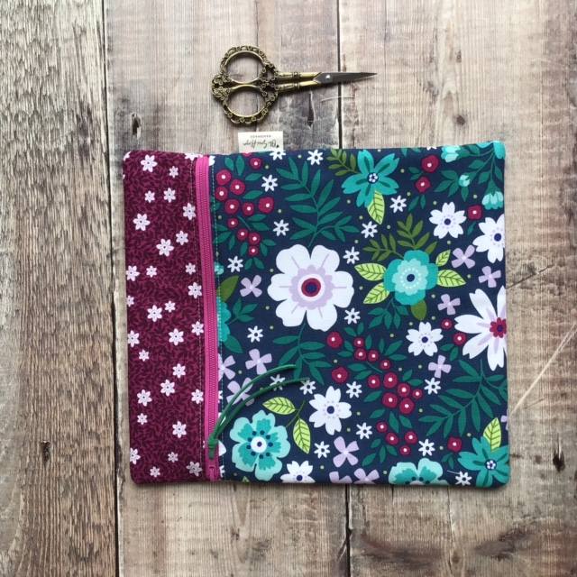 Blue White Spring Flowers Small Project Bag