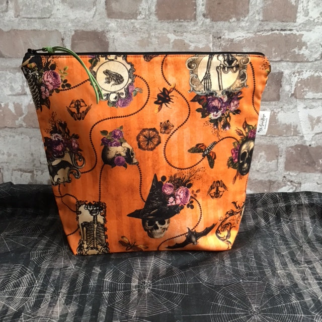 Orange Steampunk Halloween Medium Zipper Bag